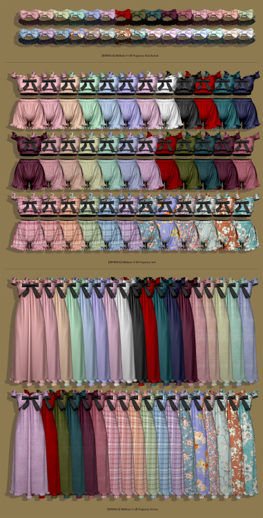 [RIMINGS] Ribbon Frill Pajama Set - FULL BODY 2 / HAT- NEW MESH- ALL LODS- NORMAL MAP- 36 / 36 / 30 