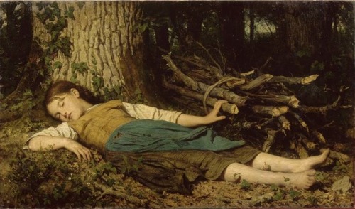 matresist:  artist-anker:Dans les bois, 1865, Albert Anker I’m gonna have me a little nap right now too.