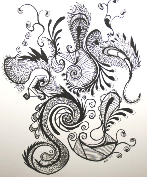 dimmer:  abstract-dimension:  Chaotic - Abstract Pen Drawing (by bluesky1323)  ♦ art/vintage ♦