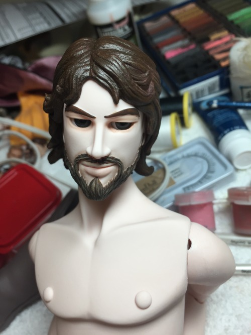 buffdolls: Beardy Steve gets some shaggy hair. It’s a Monster High wig I repainted. More amazi
