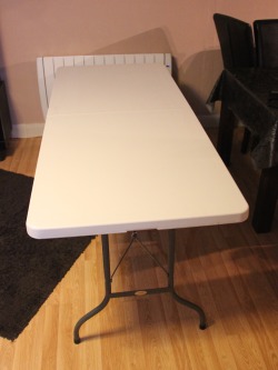 logandl:  heytherebabybear:  abcubs:  I spent a weekend making a changing table! The base is just a folding table, and then there is a layer of foam shaped to form a base and buffers, with waterproof cloth over the top. The legs of the table have been