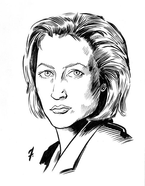 Mulder & Scully, 5x7 Ink On Bristol.