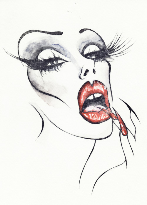 Illustration Of The Fabulous And Spooky Queen Sharon Needles. Illustrated By Christian Cimoroni.
