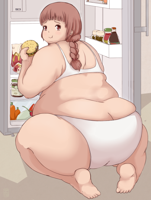 allyouneedisbellies:  Here’s a theme I like: Fat women in front of an open fridge