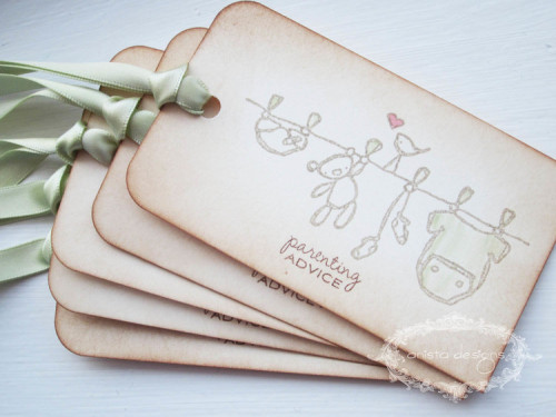 Handmade baby shower tags by Anista Designs