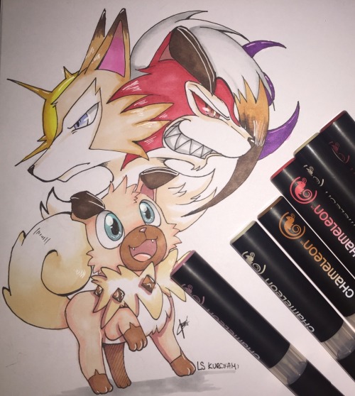:Moonlight:  And today is Rockruff&rsquo;s turn for the chameleon pen practice :D along with Lyc