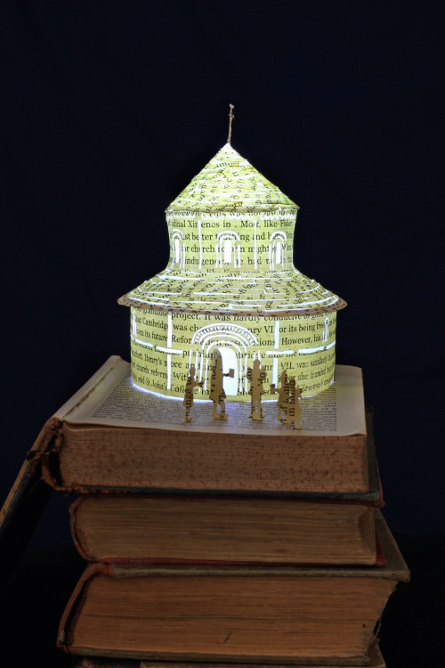 The Round Church, Cambridge book sculpture by Justin Rowe. One of six paper sculptures created for t