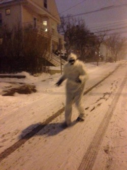 therealwindowsxp:  A man is walking around in boston during the blizzard dressed as a yeti. Please make this a meme 