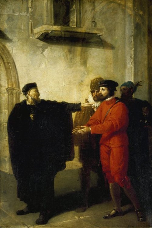 Shylock Rebuffing Antonio by Richard Westall (1795, oil on canvas)The Merchant of Venice, Act III, S