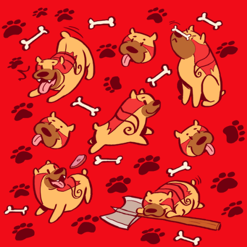 newretro:A bunch of mabari I drew to make into a repeating fabric pattern for my roommate to make bo