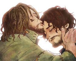 kurolaurantart:  It kind of started as an extension from Hannigram but then Tristan and Galahad from King Arthur (and 10 years long Friendship between Mads and Hugh) is just too precious. LOL 