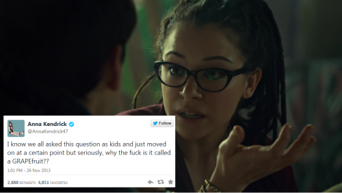 queerspoons: Orphan Black + Anna Kendrick’s tweets (pt. 1)