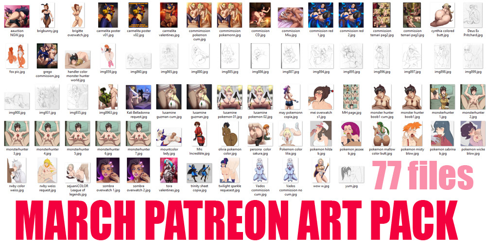 March patreon art pack full of sexy things for only $1 !!! Support me on Patreon