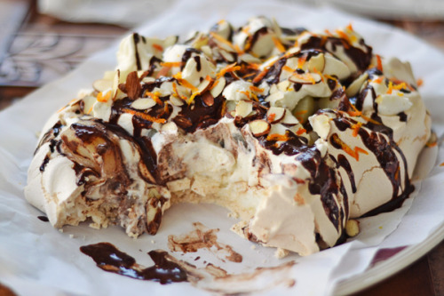 Pear Chocolate Pavlova