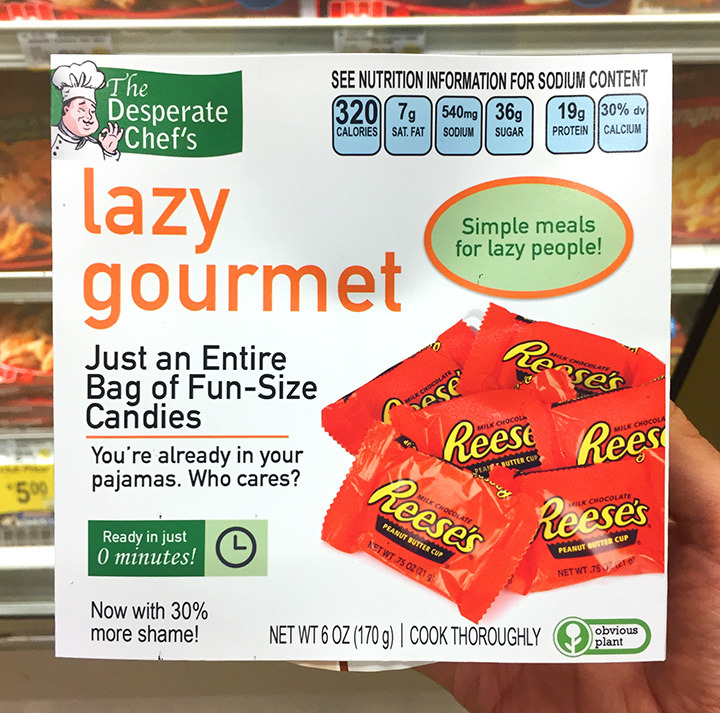 depressionmeal:  obviousplant:  I made some fake frozen dinners for lazy people 