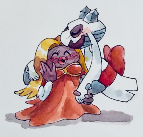 Day 5 Favorite Ice Type: Jynx and Froslass  They’re girlfriends. [Image description: Jynx and Frosl
