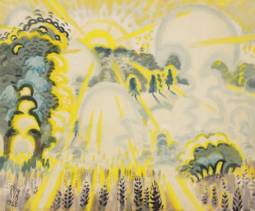 thunderstruck9:Charles Burchfield (American, 1893-1967), Mist Phantoms at Dawn, 1960. Watercolor and charcoal on paper laid down on board, 83.2 x 100.3 cm.