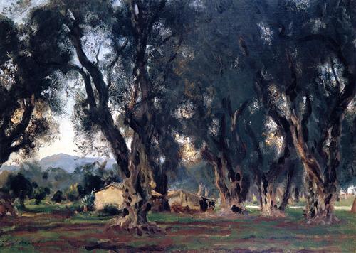 Some Olive Trees….Olive Grove (orange sky) Vincent van Gogh 1889Olive Tree wood in Moreno Gar