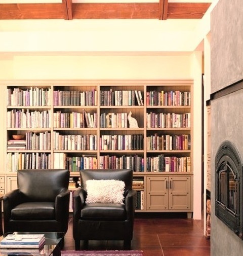 Seattle Living RoomExample Of A Mid-sized Trendy Formal And Enclosed Concrete Floor And Brown Floor Living