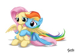 equestrian-pony-blog:  Rainbow Hugs Fluttershy by mysticalpha 