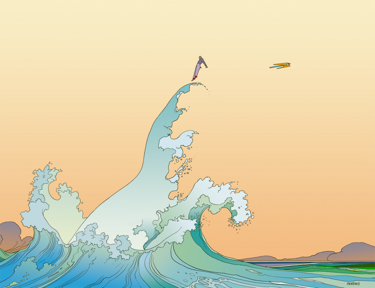 COMPARISON - my work and Jean Giraud (MOEBIUS)my work on the left, Moebius on the