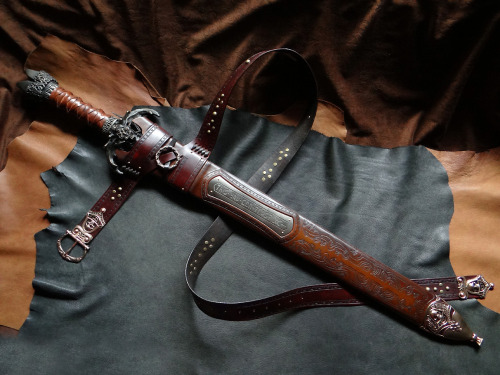 A recently completed scabbard commission for the Albion Conan series Father&rsquo;s sword.