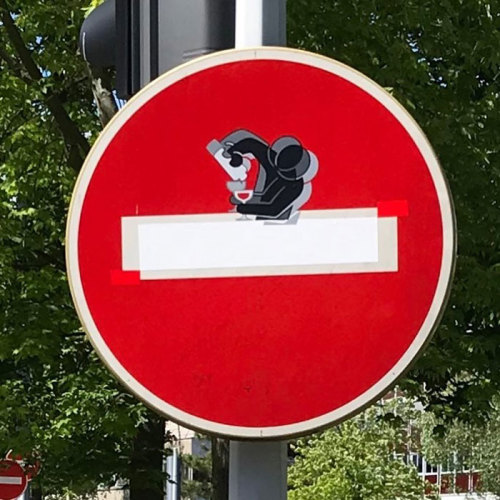 This Artist Revamps Street Signs All Over The World To Give Them Alternative MeaningArtist: French street artist Clet Abraham #clet abraham#street artist#artist#art#street signs#alternative meaning#france