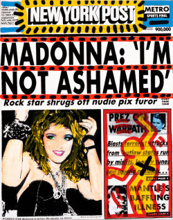 imaslave4u:Madonna by Andy Warhol and Keith Haring, 1985.