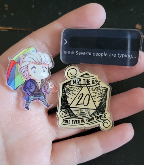 randomthunk:New merch drop! 3 new acrylic pins are in, and you can get one for your very own! A spri