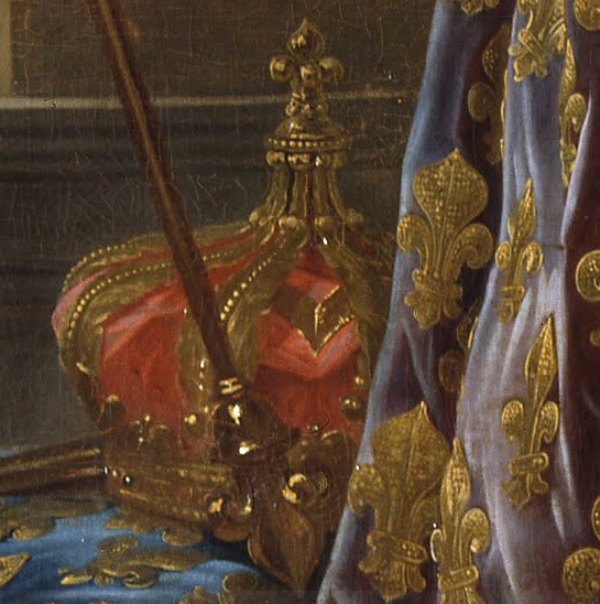 tiny-librarian:  Details of the portrait of Louis XVI in his coronation robes by