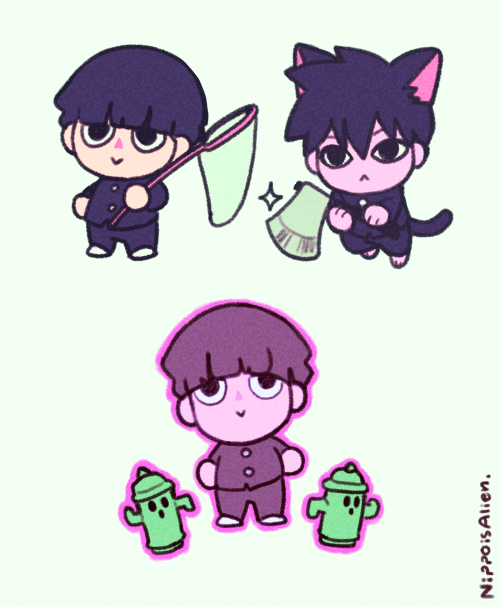 nippoisalien:  Mobtober Day 5&6&7 : Animal Crossing!! I started playing this game for quite a while and love it so much! I gotta draw Mob in its style!(sort of) And of course!, Don’t forget to pay all your debt to Con Nook, folks!  