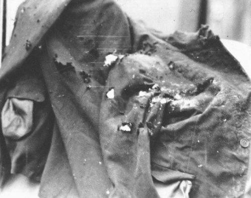 Clyde's Jacket After He And Bonnie Were Ambushed By Police. He Took About 50 Bullets, She About 60.
