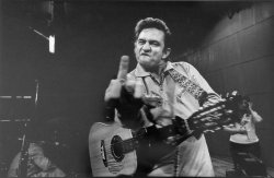 pinkfled:  Johnny Cash “giving the finger”,