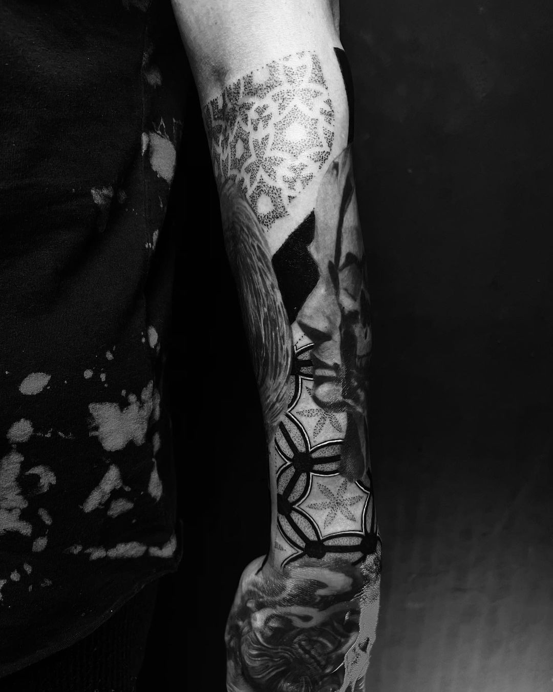 Black work tattoo by Kirk Nilsen  Geometric black work mand  Flickr