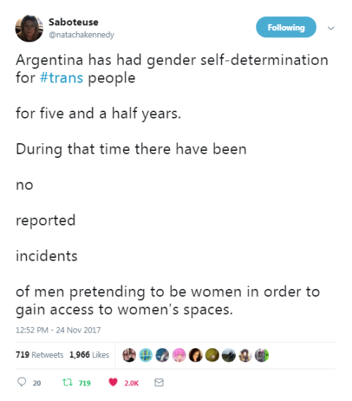 “Argentina has had gender self-determination for #trans people for five and a half years. During tha