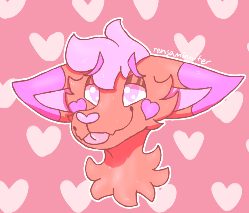 artfight attack for @whirlybotart on artfight!ID Start: Its a furry character with a heart theme! Th