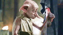 cleopctra: “This, sir?” said Dobby, plucking at the pillowcase. “‘Tis a mark of the house-elf’s enslavement, sir. Dobby can only be freed if his masters present him with clothes, sir. The family is careful not to pass Dobby even a sock,
