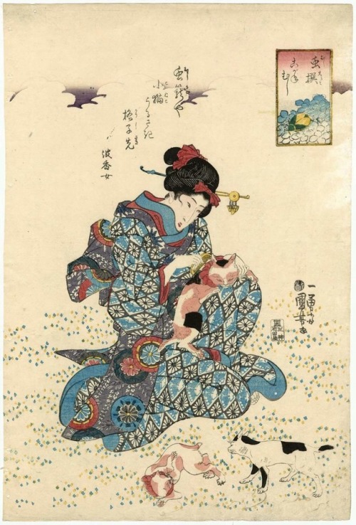 Artist: Utagawa Kuniyoshi, Title: Kogane mushi こがねむし (Gold Beetle) / Mushi erami 虫選 (Selected Insect