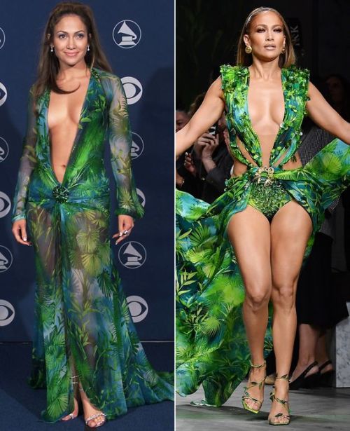 Jennifer Lopez ends Versace’s Milan Fashion Week show with an updated version of her Versace g