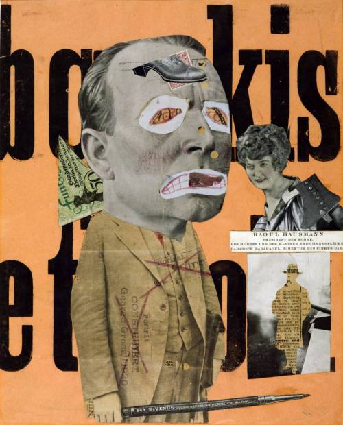 The Art Critic, Raoul Hausmann, Lithograph and printed paper on paper, 1919-20