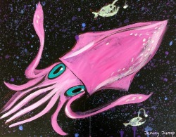 Space Squid,
acrylic on canvas, ©Jenny Jump 2018