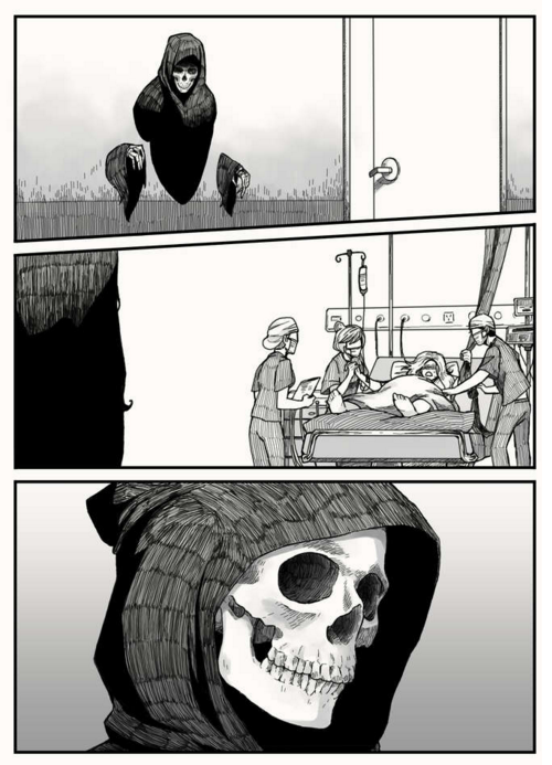 ambris:  lifebyjorge:  fuckyeahcomicsbaby:   Death takes no pleasure in his job, but it is a job that must be done.  The feels The feels  I was not ready for all these feels  I can’t handle these feels. Extremely well made comic though. 