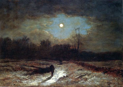 George Inness - Winter Moonlight (Christmas Eve) (1866)