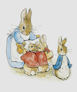 pagewoman:   “You may go into the fields or down the lane, but don’t go into Mr. McGregor’s garden: your father had an accident there; he was put in a pie by Mrs.   McGregor.”  The Tale of Peter Rabbit by Beatrix Potter 