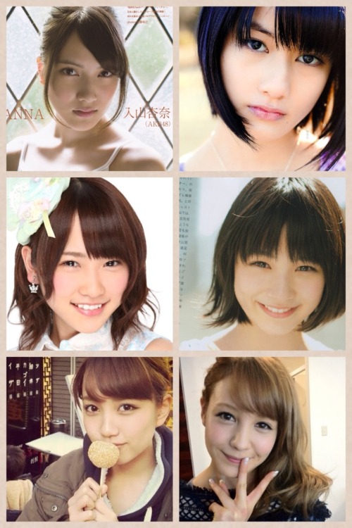 glicoro:  これ皆、左右で似てませんか？ 上段： 入山杏奈（AKB48）と橋本愛（あまちゃん足立ユイ）  中段： 川栄李奈（AKB48）と能年玲奈（あまちゃん天野アキ）  下段： 加藤玲奈（AKB48）とトリンドル玲奈