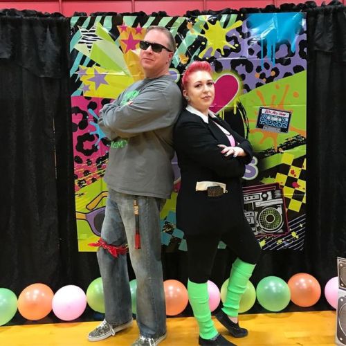 My daughter and I being totally radical at the Jr. Miss Hopeful pageant. #ILovethe80s #80srule #TheY