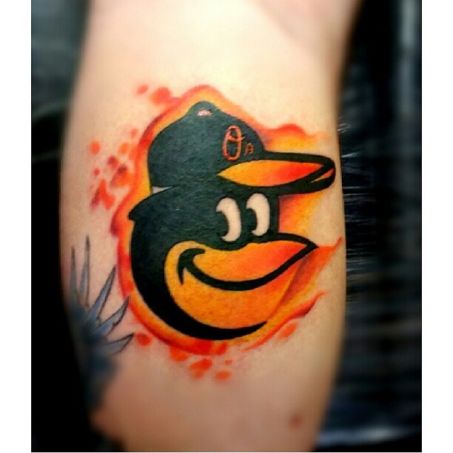 New school Baltimore Orioles tattoo by Robby Latos at Damascus Tattoo  Company Damascus MD  rtattoos
