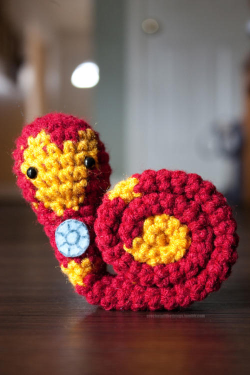 thingsfortwwings:[Photoset: Crocheted snails with costumes based on the MCU Avengers + Nick Fury and