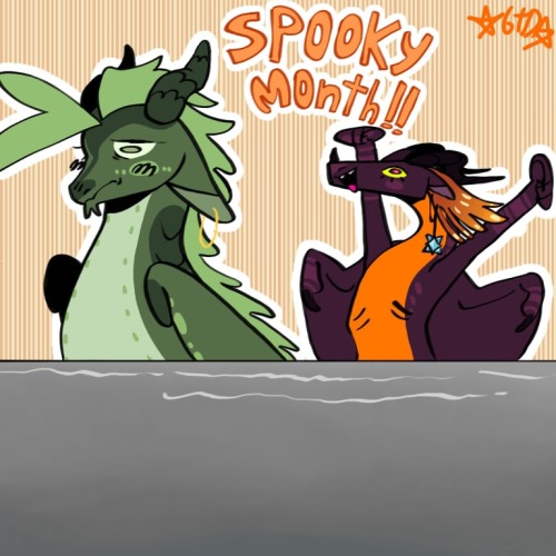wow spoopy (rainwing on the right is my sona, Phyllobata)