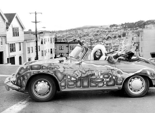 Porn Pics the60sbazaar:Janis Joplin in her custom Porsche